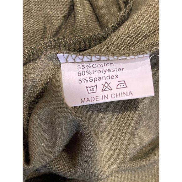 Womens One Piece Romper Tie Waist Back Keyhole Pockets Stretch Green SZ X Large - Picture 11 of 12